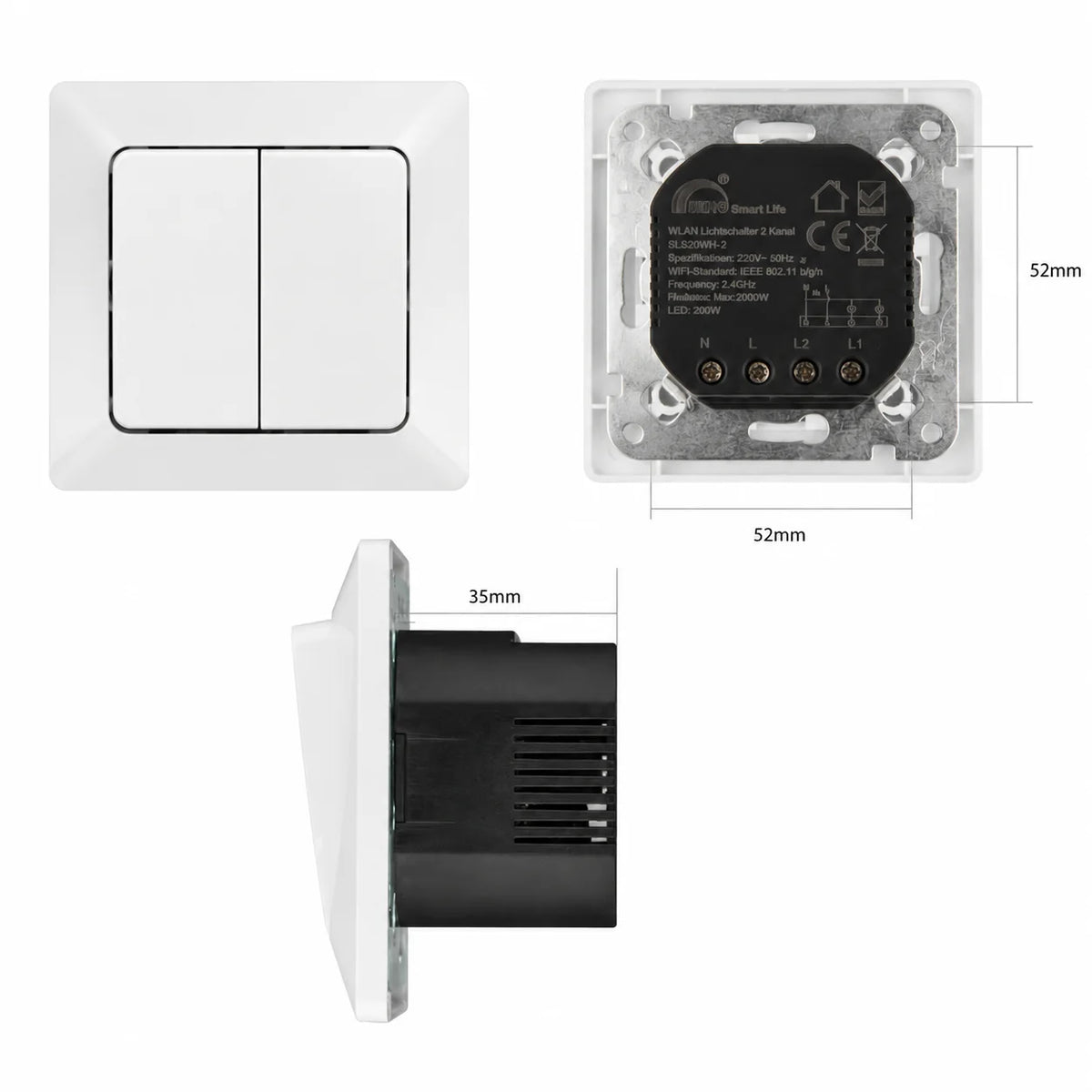 Smart 2-Kanal Lichtschalter Einsatz