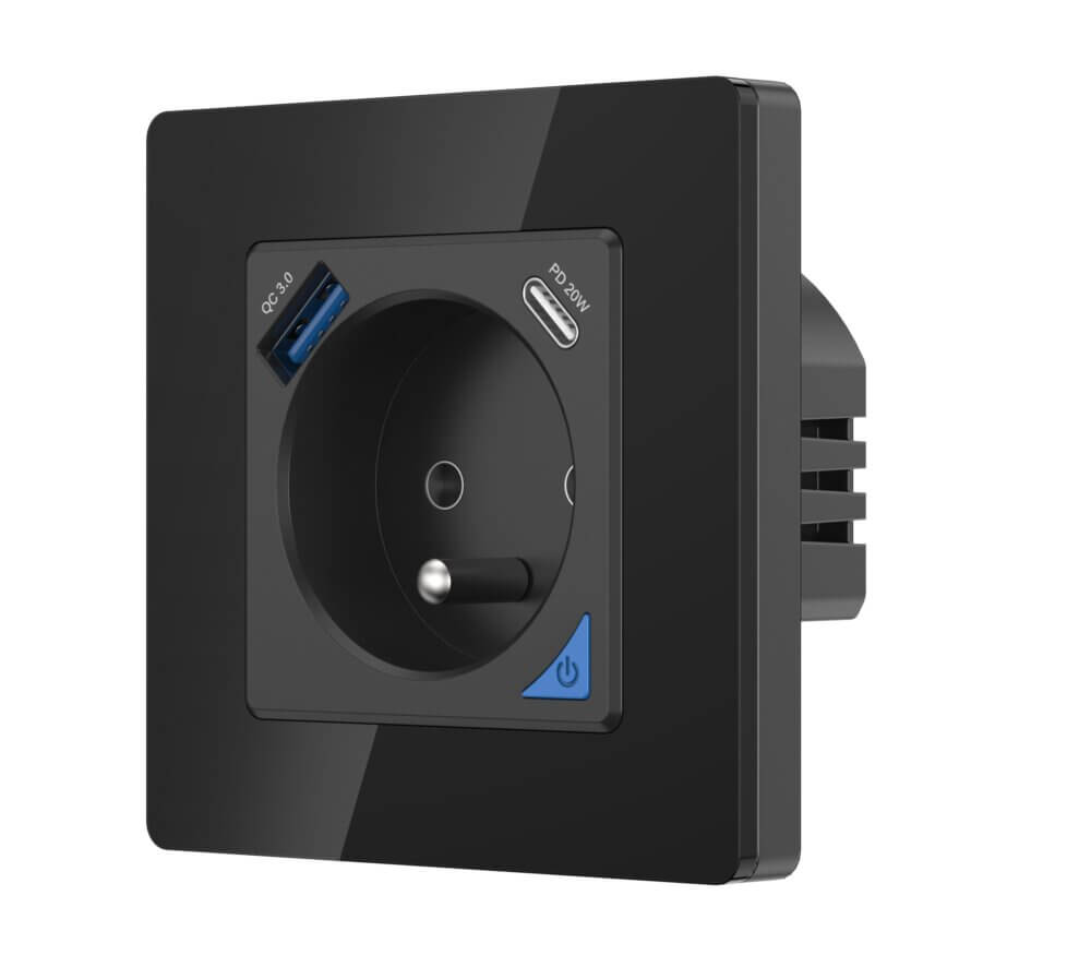 SIRO Smart Unterputz Steckdose Venus mit USB & USB-C schwarz – zusätzliche Produktansicht