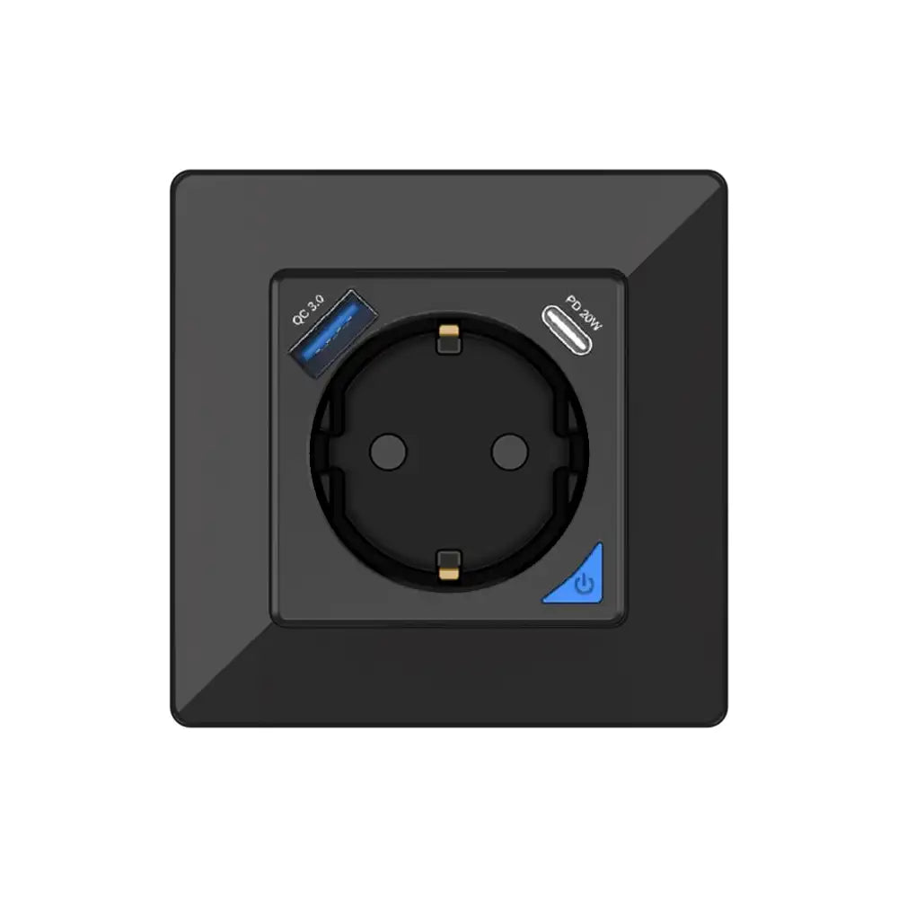 SIRO Unterputz-Steckdose Venus mit USB und USB-C, schwarz