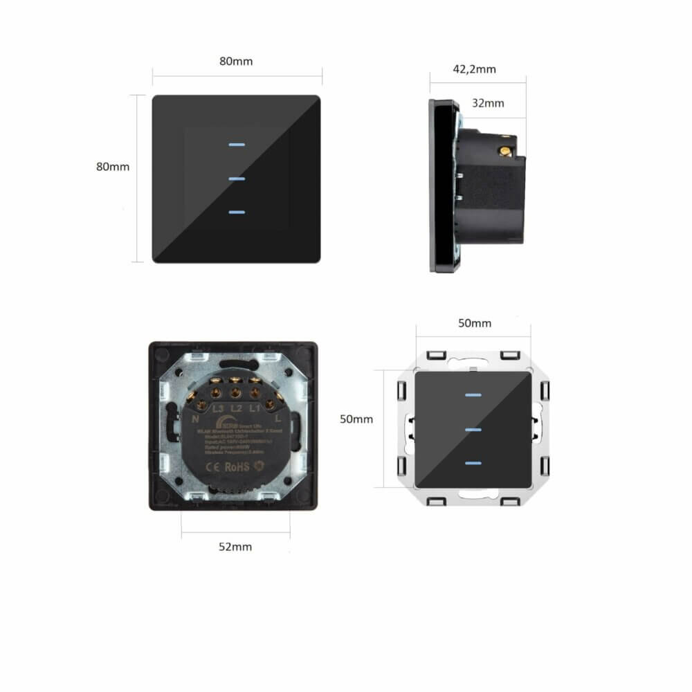 SIRO Smart 3-channel light switch Venus black