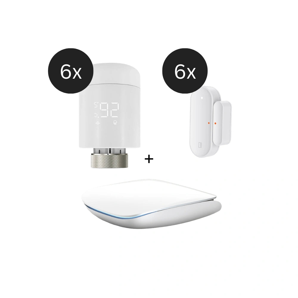 SIRO Heizkörperthermostat mit Fensterkontakt und Gateway, 6er-Set