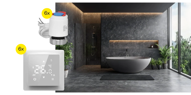 Fußbodenheizung Smart Komplettpaket für 6 Räume