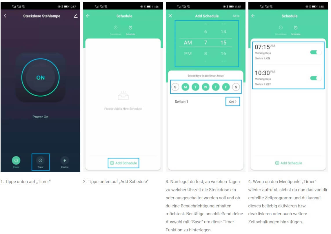 Zeitschaltung in der Smart Life App programmieren